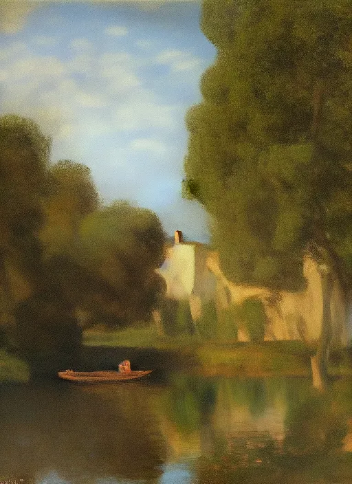 Image similar to a landscape painting so beautiful and universally loved it creates peace on earth by claude monet, by johannes vermeer, by velazquez, by cezanne, by gaston bussiere, masterpiece