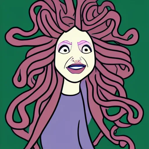 Prompt: queen medusa, pixar style, flat colors