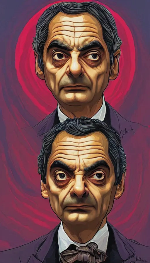 Image similar to a portrait of Mr. Bean, italian futurism, Dan Mumford, da vinci, Josan Gonzalez