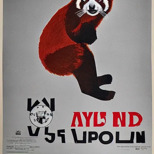 Image similar to red panda holding a rifle on a propaganda poster!!!, stencil!!, hypnotic, historical poster, germany!!, clear view, world war, circa 1 9 3 9, stencil