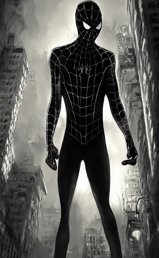 Image similar to spiderman noir, dynamic lighting, photorealistic fantasy concept art, trending on art station, stunning visuals, creative, cinematic, ultra detailed