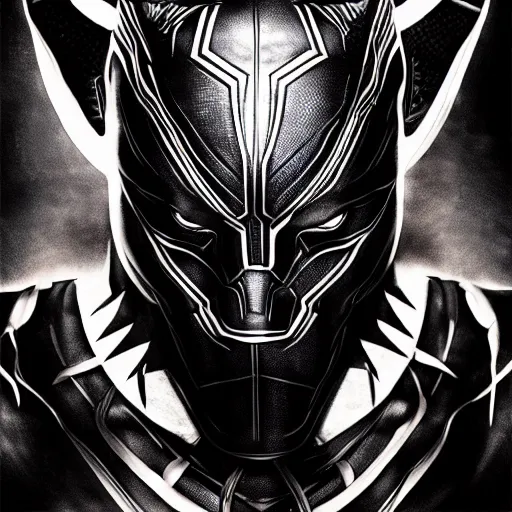 Image similar to chadwick boseman black panther, yoji shinkawa, tattoo design