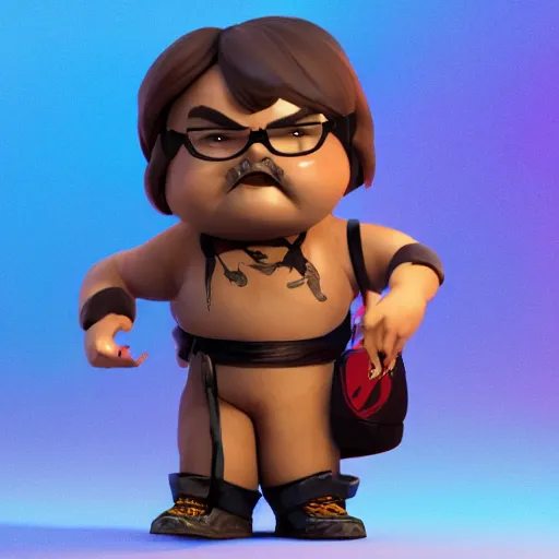 Prompt: jack black chibi action figure, centered, well lit 3 d render, unreal engine, octane render, trending on artstation