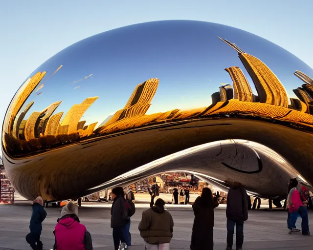 Prompt: the bean in chicago but it's made of italian beef