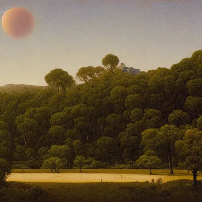 Image similar to a building in a landscape, by martin johnson heade