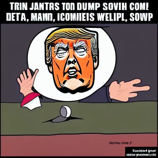 Image similar to trump as a soyjack, digital art, comic, cartoon, funny, meme