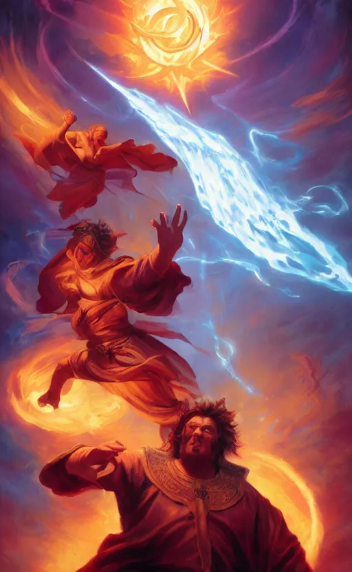 Prompt: holy monk unleashes thousand divine hand strike ultimate move by tony sart and noah bradley and delphin enjolras and daniel f. gerhartz