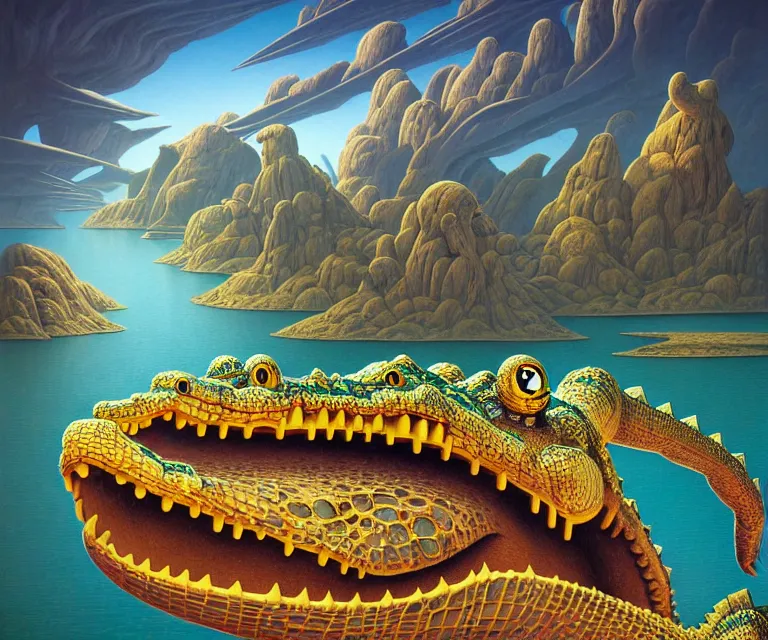 Prompt: hyper detailed 3d render like a Oil painting - a cartoon crocodile in a desert, by Jacek Yerka, Mariusz Lewandowski, Houdini algorithmic generative render, Abstract brush strokes, Masterpiece, Edward Hopper and James Gilleard, Zdzislaw Beksinski, Mark Ryden, Wolfgang Lettl, hints of Yayoi Kasuma, octane render, 8k