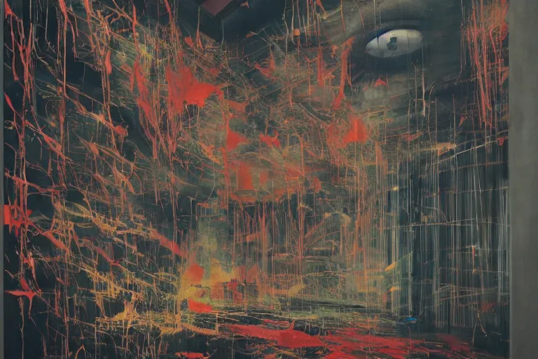 Image similar to the physical impossibility of death, inside a brutalist designed space ship, gothic, rich deep colours, painted by francis bacon, adrian ghenie, james jean and petra cortright, part by gerhard richter, part by takato yamamoto. 8 k masterpiece, cinematic lighting