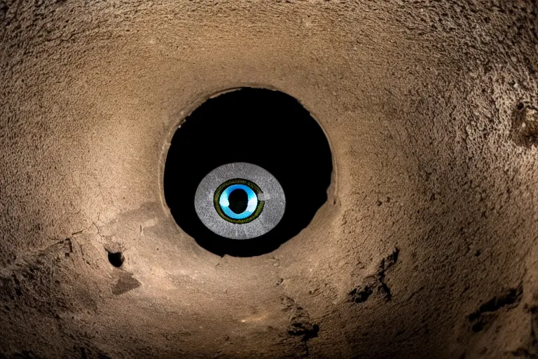 Image similar to glowing eyes staring at you from the entrance of a mine shaft