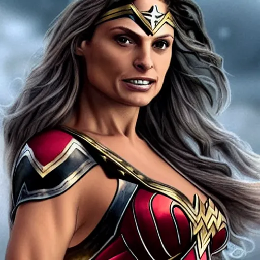 Prompt: trish stratus as wonder woman, artstation hall of fame gallery, editors choice, #1 digital painting of all time, most beautiful image ever created, emotionally evocative, greatest art ever made, lifetime achievement magnum opus masterpiece, the most amazing breathtaking image with the deepest message ever painted, a thing of beauty beyond imagination or words, 4k, highly detailed, cinematic lighting