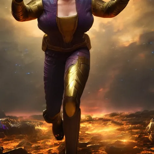 Image similar to Full body poster of Emma Watson as Thanos