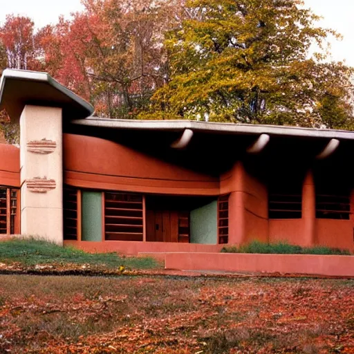 Prompt: house designed by frank lloyd wright