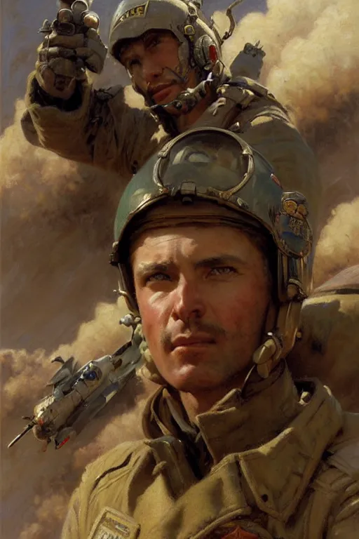 Prompt: bomber pilot, highly detailed painting by gaston bussiere, craig mullins, j. c. leyendecker 8 k