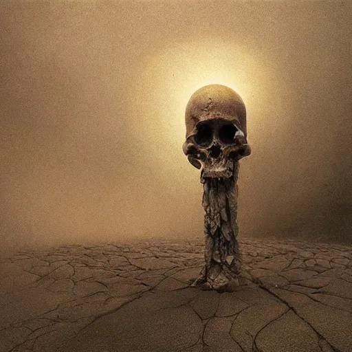 Image similar to by beksinski, momento mori, photorealism, octane render, by zawadzki, 8 k,