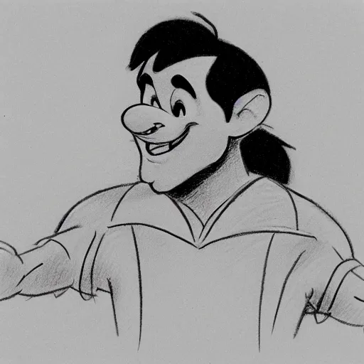 Image similar to milt kahl pencil sketch of Lionel Messi in disney snow white