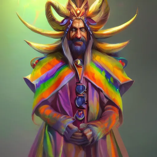 Prompt: rainbow wizard character concept style, by Mateusz Urbanowicz, wizard, 8k character concept art, by WLOP, rainbow magic particles, cinematic lighting, trending on artstation, symmetrical portrait symmetrical, highly detailed CGsociety, hyper