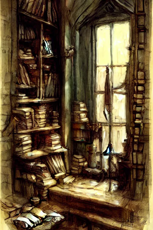 Prompt: ( ( ( ( ( fantasy wizards library interior scene. muted colors. ) ) ) ) ) by jean - baptiste monge!!!!!!!!!!!!!!!!!!!!!!!!!!!!!!