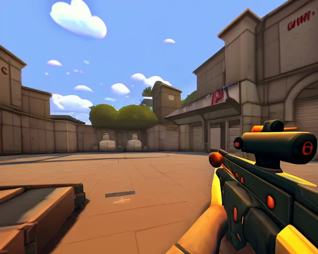 Prompt: TF2 screenshot 'koth_clownworld' with game HUD, source engine footage, game HUD, heavy weapons guy