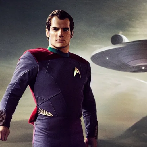 Image similar to Henry Cavill is the captain of the starship Enterprise in the new Star Trek movie