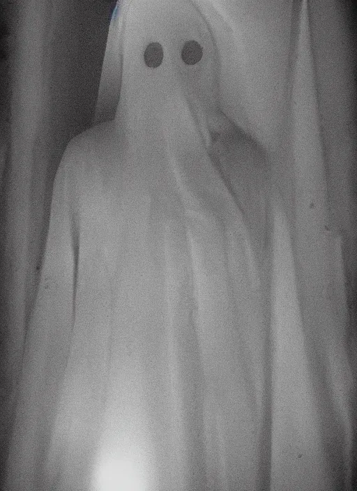 Prompt: photograph of a real ghost in the dark