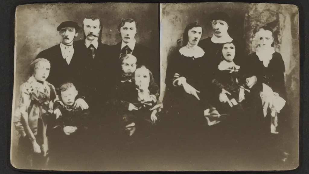 Prompt: calotype sample photo of dracula's family