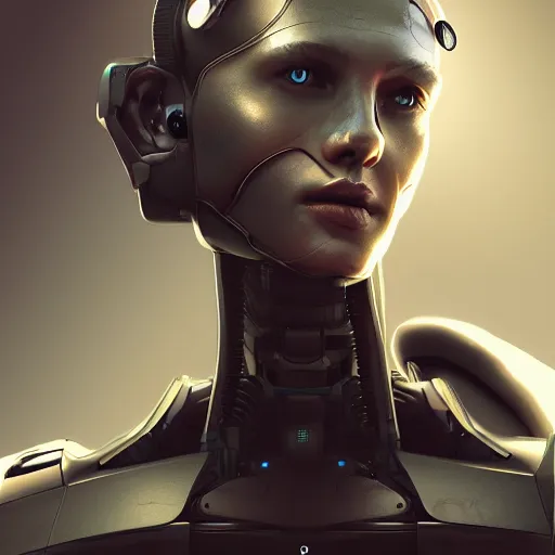 Image similar to hyper realistic portrait, scifi machine robot android, cinematic, artstation