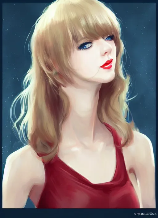 Prompt: Taylor Swift, in the style of Krenz Cushart