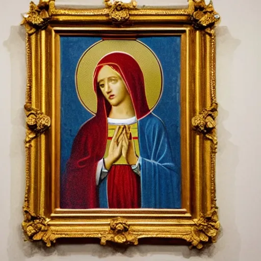 Image similar to photo of the virgin mary at the met gala