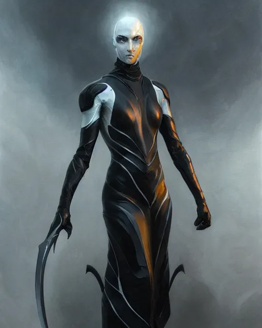 sleek pearlescent black wraithbone armor, by greg | Stable Diffusion ...
