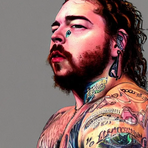 Prompt: post malone, detailed, clean, realistic