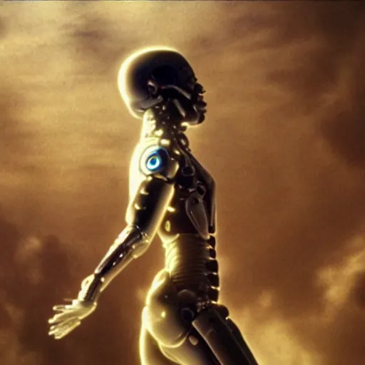 Prompt: movie still of a cyborg, cinematic composition, cinematic light, by alejandro jodorowsky, intricate envyroment