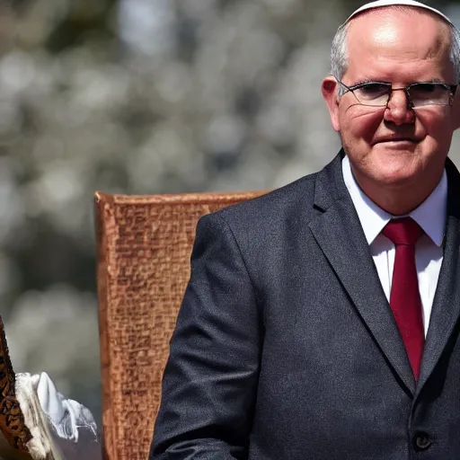 Image similar to scott morrison dressed as the pope