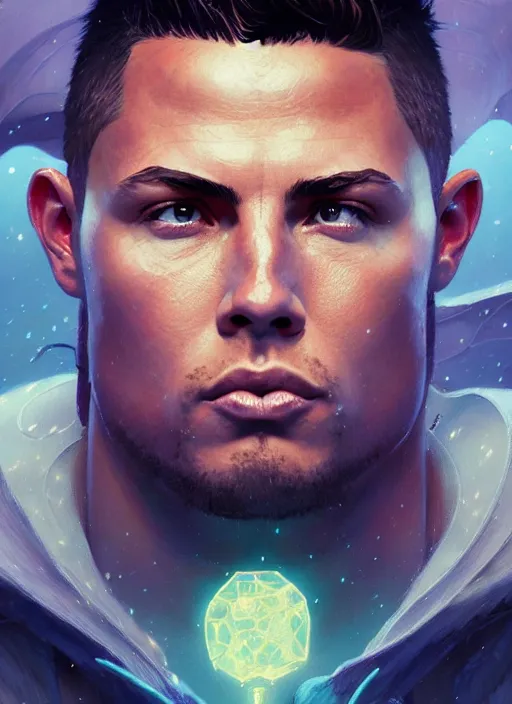 Image similar to highly detailed portrait of ronaldo phenomenal, stephen bliss, unreal engine, fantasy art by greg rutkowski, loish, rhads, ferdinand knab, makoto shinkai and lois van baarle, ilya kuvshinov, rossdraws, tom bagshaw, alphonse mucha, global illumination, detailed and intricate environment