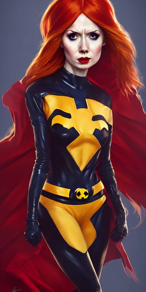 Prompt: Karen Gillan Batgirl, redhead, full body Batgirl torn costume with cape, no mask, bruised, symmetrical face symmetrical eyes, fight pose, illustration, artstation, cinematic lighting, hyperdetailed, cgsociety, 8k, high resolution, Charlie Bowater, Tom Bagshaw, Norman Rockwell, insanely detailed and intricate