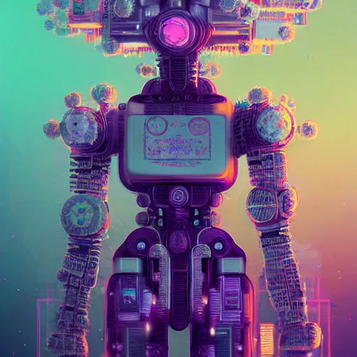 Image similar to a fluffy cyberpunk robot fractal, full shot:: by Martine Johanna and Simon Stålenhag and Chie Yoshii and Casey Weldon and Guillermo del toro :: ornate, dynamic, particulate, pastel colors, intricate, elegant, highly detailed, centered, artstation, smooth, sharp focus, octane render, 3d