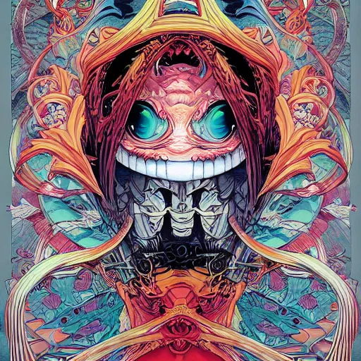 Image similar to portrait of crazy marshmello, symmetrical, by yoichi hatakenaka, masamune shirow, josan gonzales and dan mumford, ayami kojima, takato yamamoto, barclay shaw, karol bak, yukito kishiro