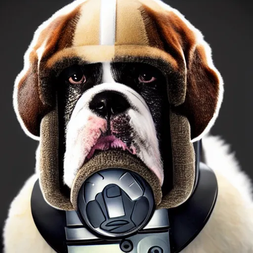 Prompt: A Saint Bernard dog as robocop, photo, detailed, 4k