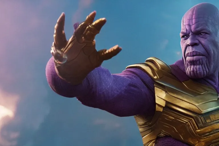 Image similar to promotional still of wiz khalifa as thanos, 4 k, highly detailed,