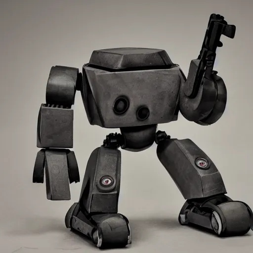 Image similar to An antropomorphic robot with a gun