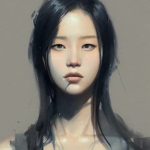 Image similar to “ portrait of hoyeon jung by greg rutkowski, young, attractive, highly detailed portrait, scifi, digital painting, artstation, concept art, smooth, sharp foccus ilustration, artstation hq ”