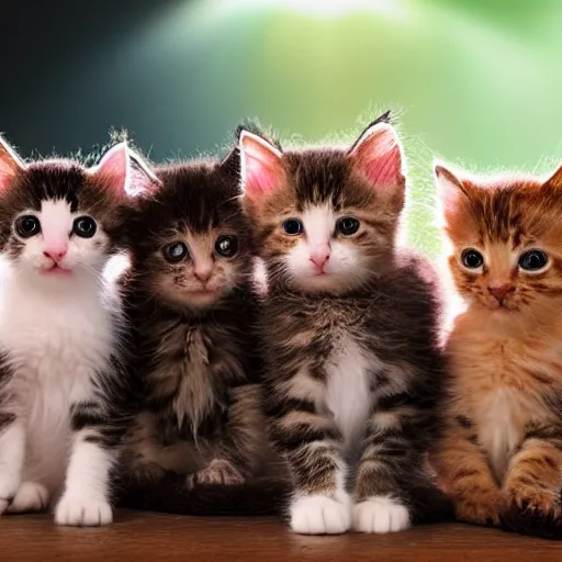 Image similar to an amazing award winning photo of kittens in concert, very detailed and sharp, 4k hdr, masterpiece