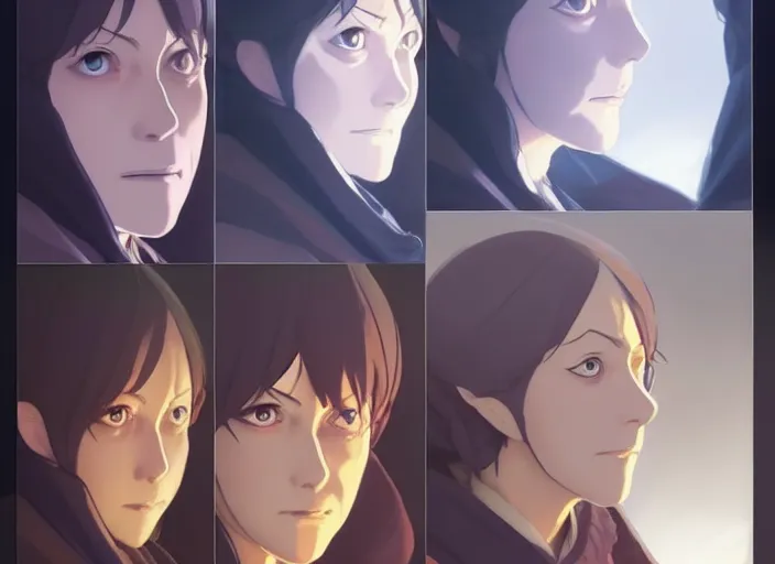 Image similar to florence nightingale 5 5 years old, character face study, faces only, concept art finely detailed perfect art, painted by greg rutkowski makoto shinkai takashi takeuchi studio ghibli, pinterest, cevagraf comics