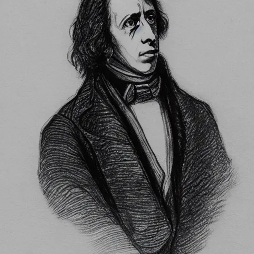 Image similar to Drawing of Chopin, cyberpunk style