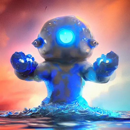 Image similar to water cat golem, digital art, trending on artstation