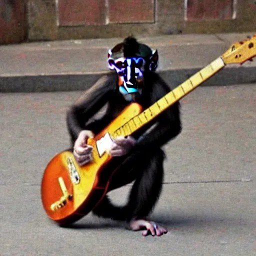 Image similar to a monkey playing guitar