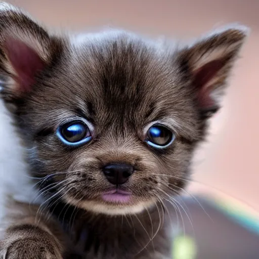 Image similar to photo of a puppy kitten crossbreed, 4K, HD