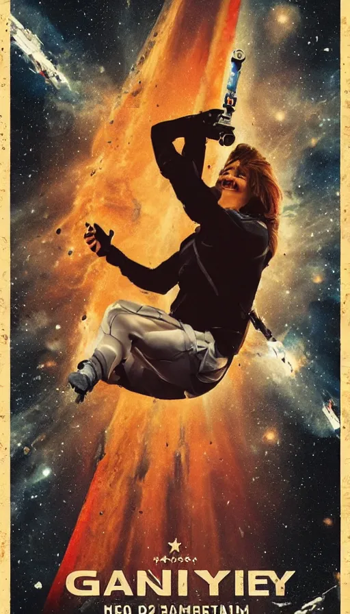 Image similar to gravity movie poster in a russian style.