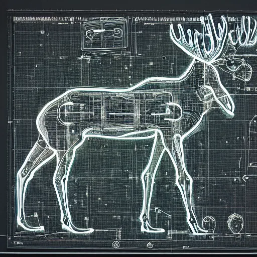 Prompt: !dream radiograph moose centipede 4k 8k , neon Ink drawing blueprint