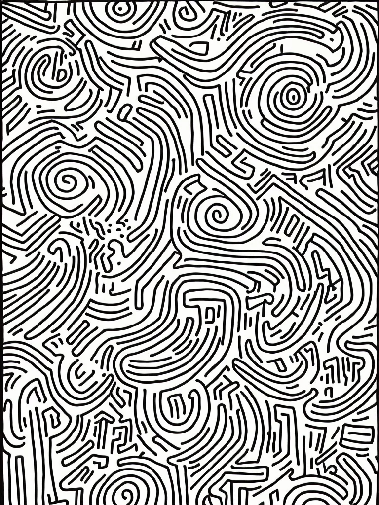 Image similar to bold abstract simplified figurative line illustration patterns by keith haring in an aesthetically pleasing natural and pastel color tones